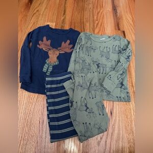 Carter's Moose Pajama Set - Navy and Olive